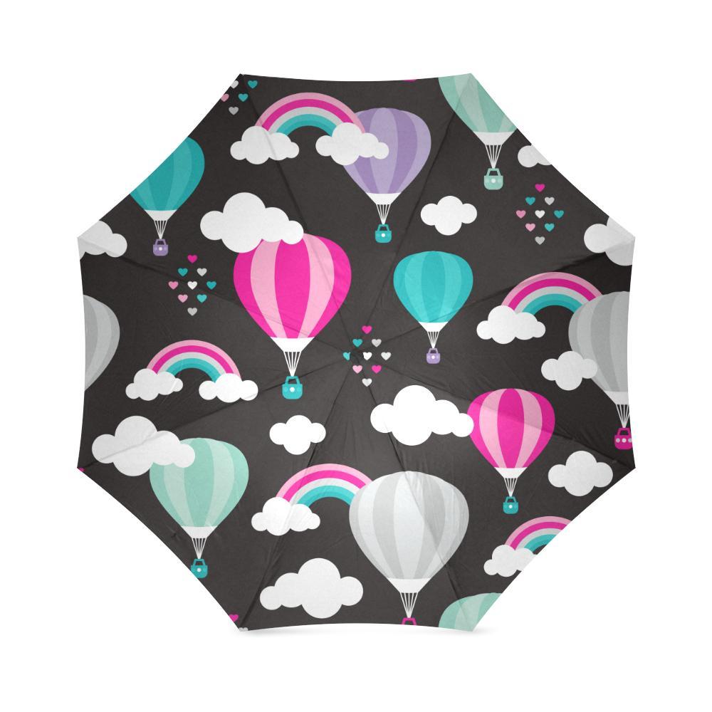 Black Hot Air Balloon Pattern Print Foldable Umbrella-grizzshop