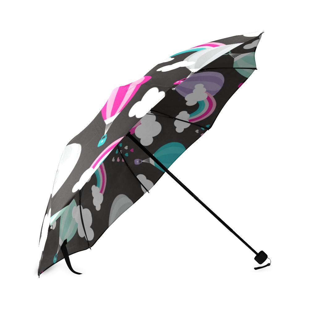 Black Hot Air Balloon Pattern Print Foldable Umbrella-grizzshop