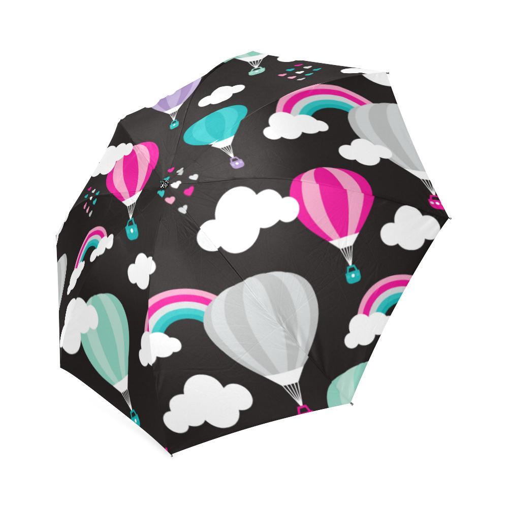 Black Hot Air Balloon Pattern Print Foldable Umbrella-grizzshop