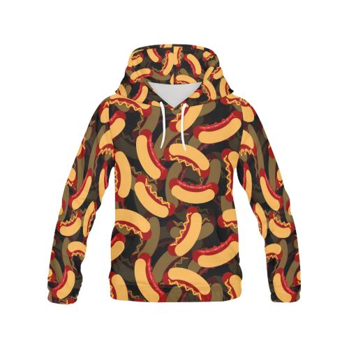 Black Hot Dog Pattern Print Men Pullover Hoodie-grizzshop