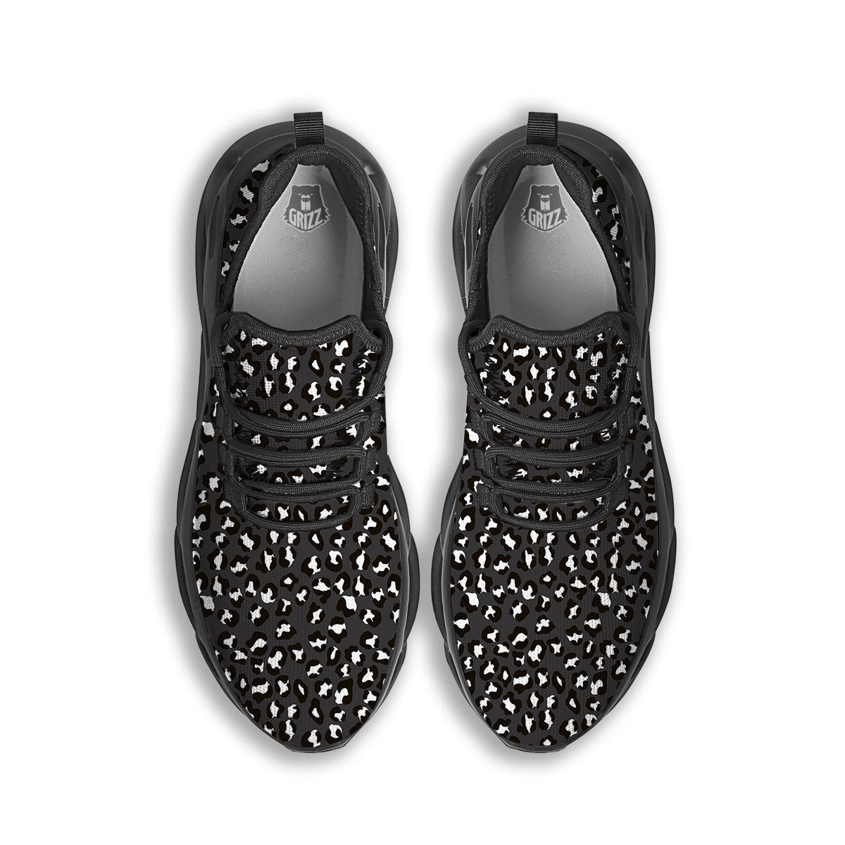 Black Leopard Print Pattern Black Running Shoes-grizzshop