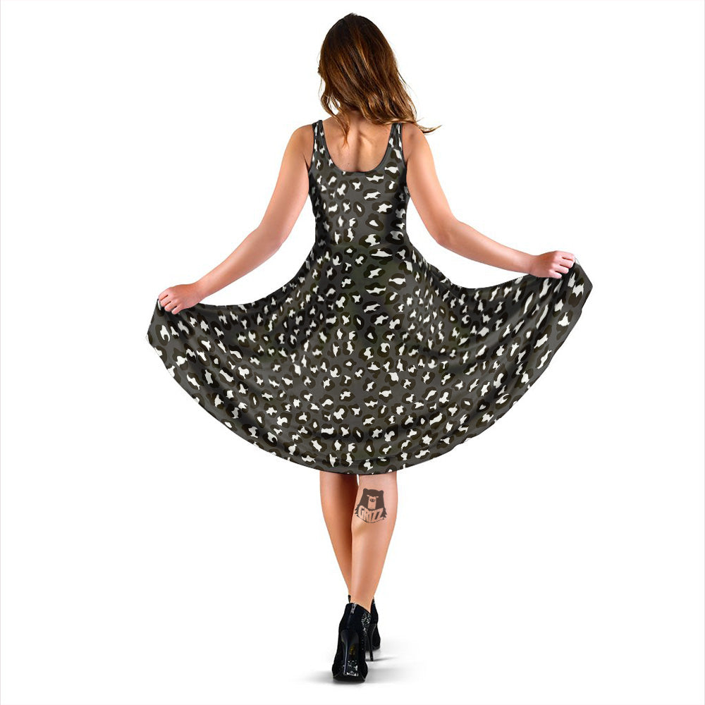 Black Leopard Print Pattern Dress-grizzshop