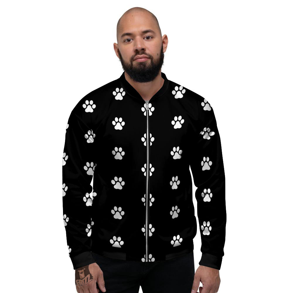 Black Paw Print Men s Bomber Jacket