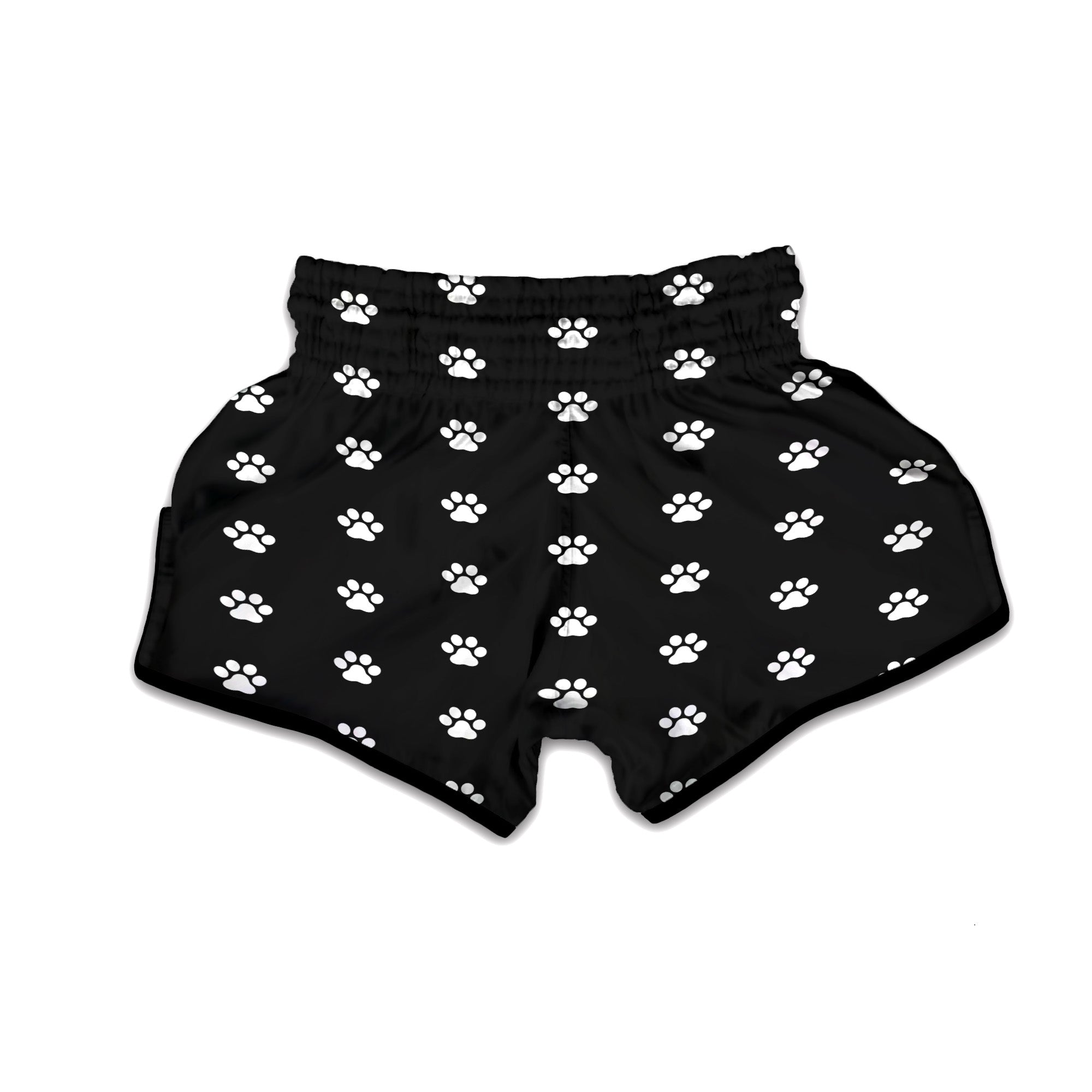 Black Paw Print Muay Thai Boxing Shorts-grizzshop