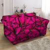 Black Pink Butterfly Print Loveseat Cover-grizzshop