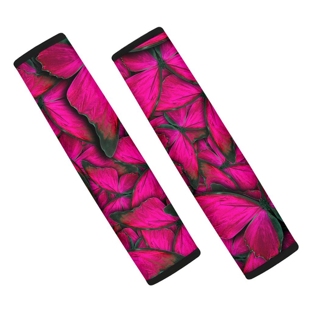 Black Pink Butterfly Print Seat Belt Cover-grizzshop