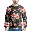 Black Pink Rose Flower Print Men's Sweatshirt-grizzshop