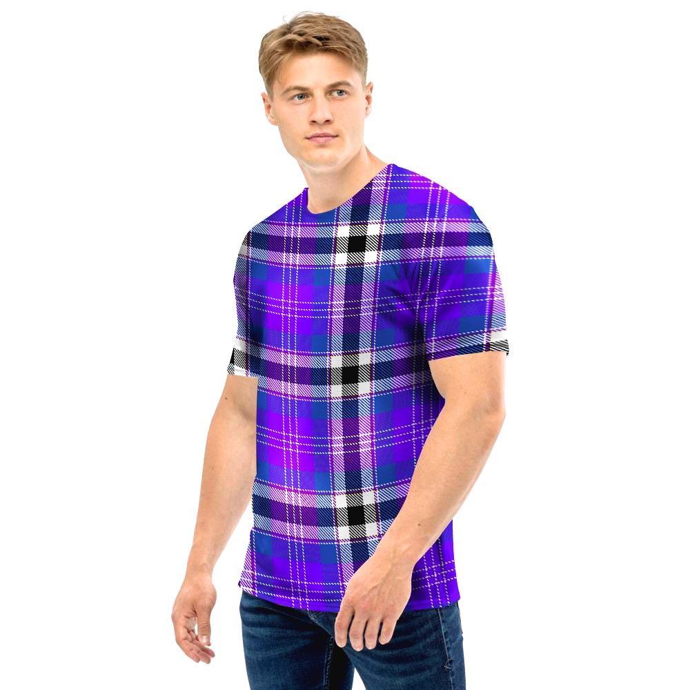 Black Purple Plaid Tartan Men T Shirt-grizzshop