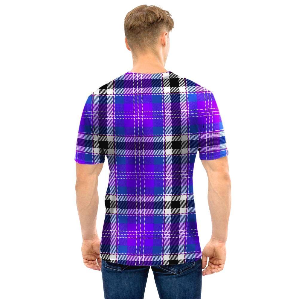 Black Purple Plaid Tartan Men T Shirt-grizzshop