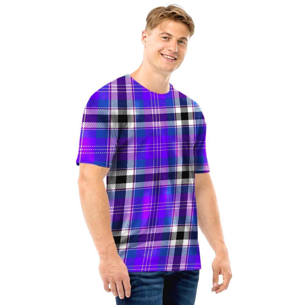 Black Purple Plaid Tartan Men T Shirt-grizzshop