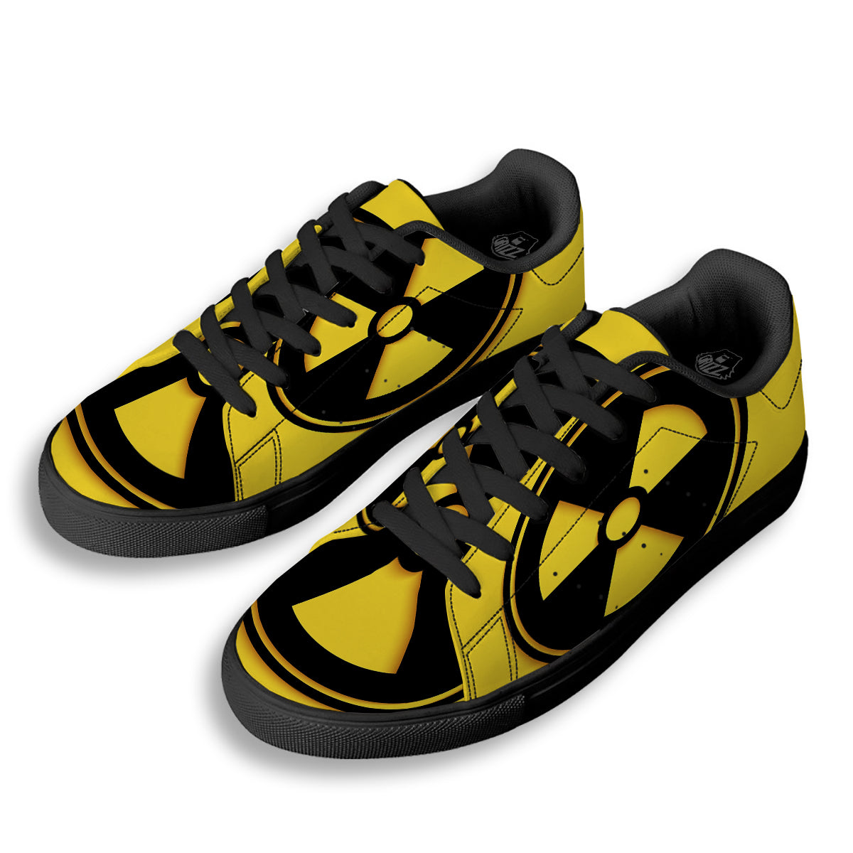 Black Radioactive On Yellow Print Black Low Top Sneakers-grizzshop