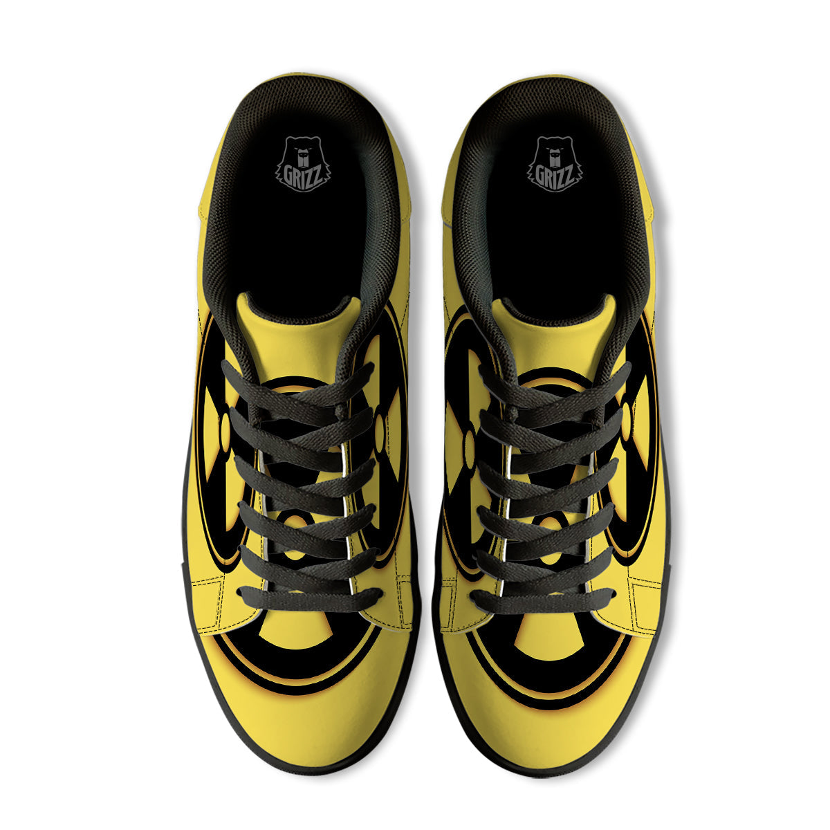 Black Radioactive On Yellow Print Black Low Top Sneakers-grizzshop