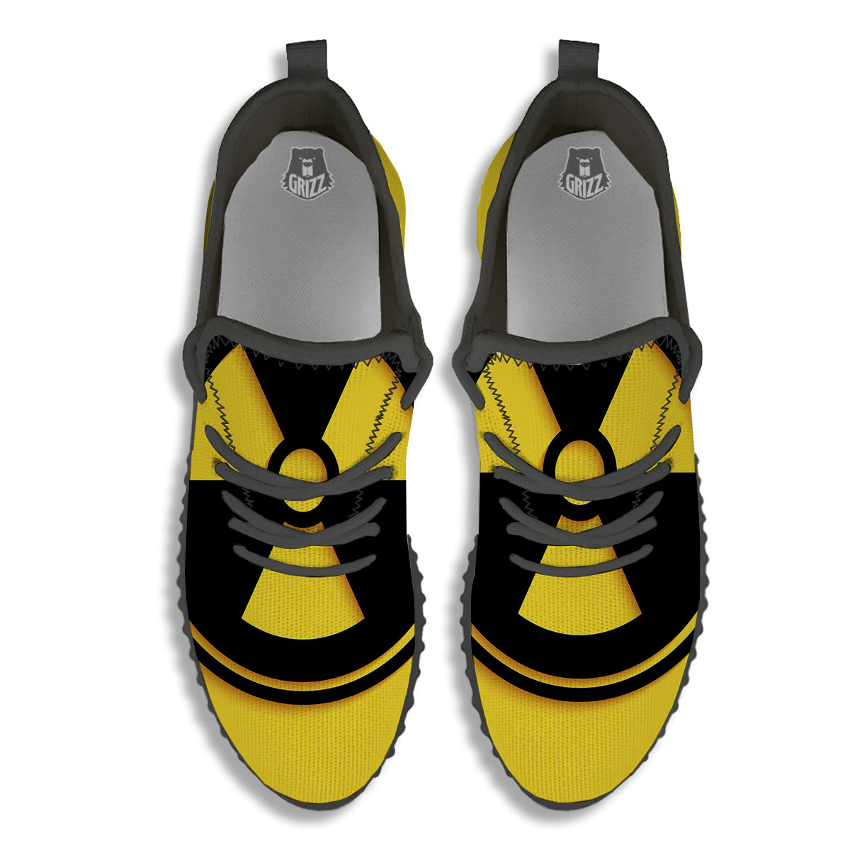 Black Radioactive On Yellow Print Black Walking Shoes-grizzshop