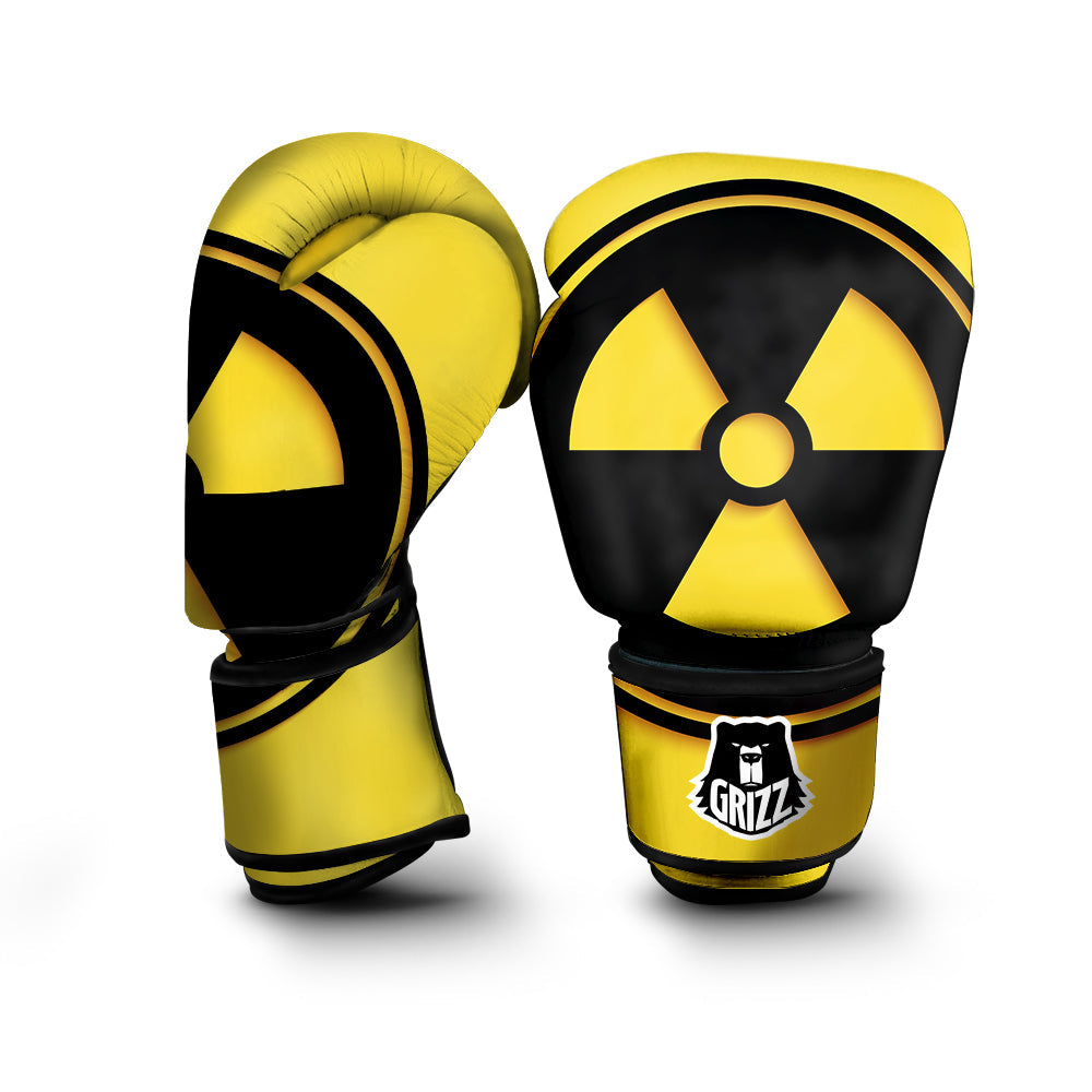 Black Radioactive On Yellow Print Boxing Gloves-grizzshop