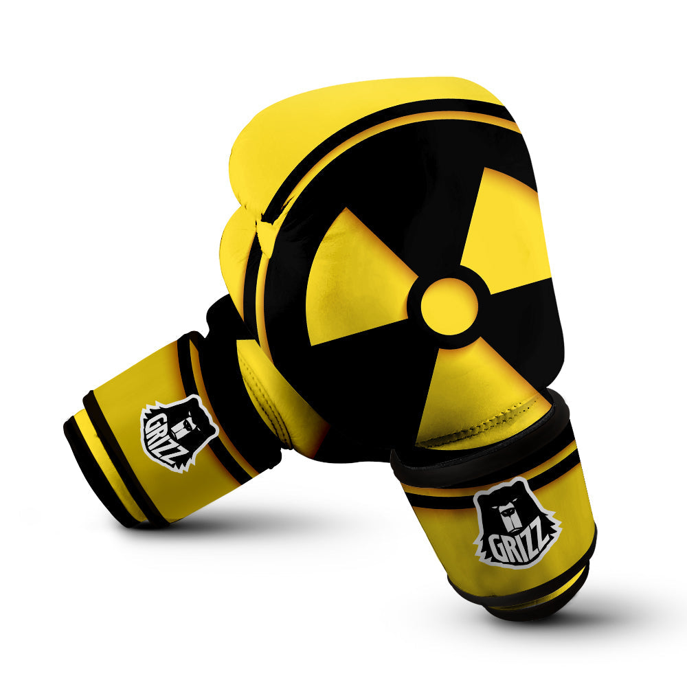 Black Radioactive On Yellow Print Boxing Gloves-grizzshop