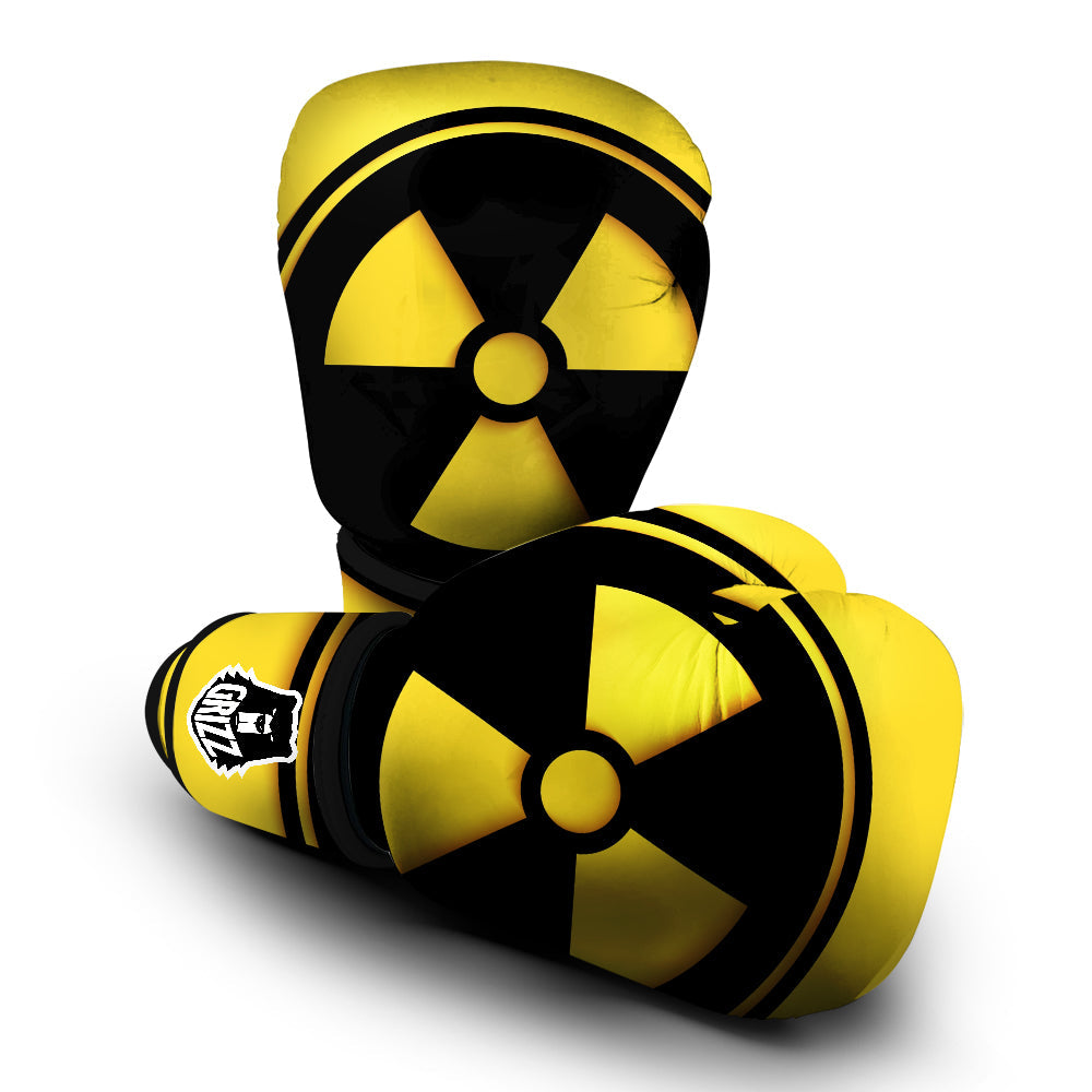 Black Radioactive On Yellow Print Boxing Gloves-grizzshop