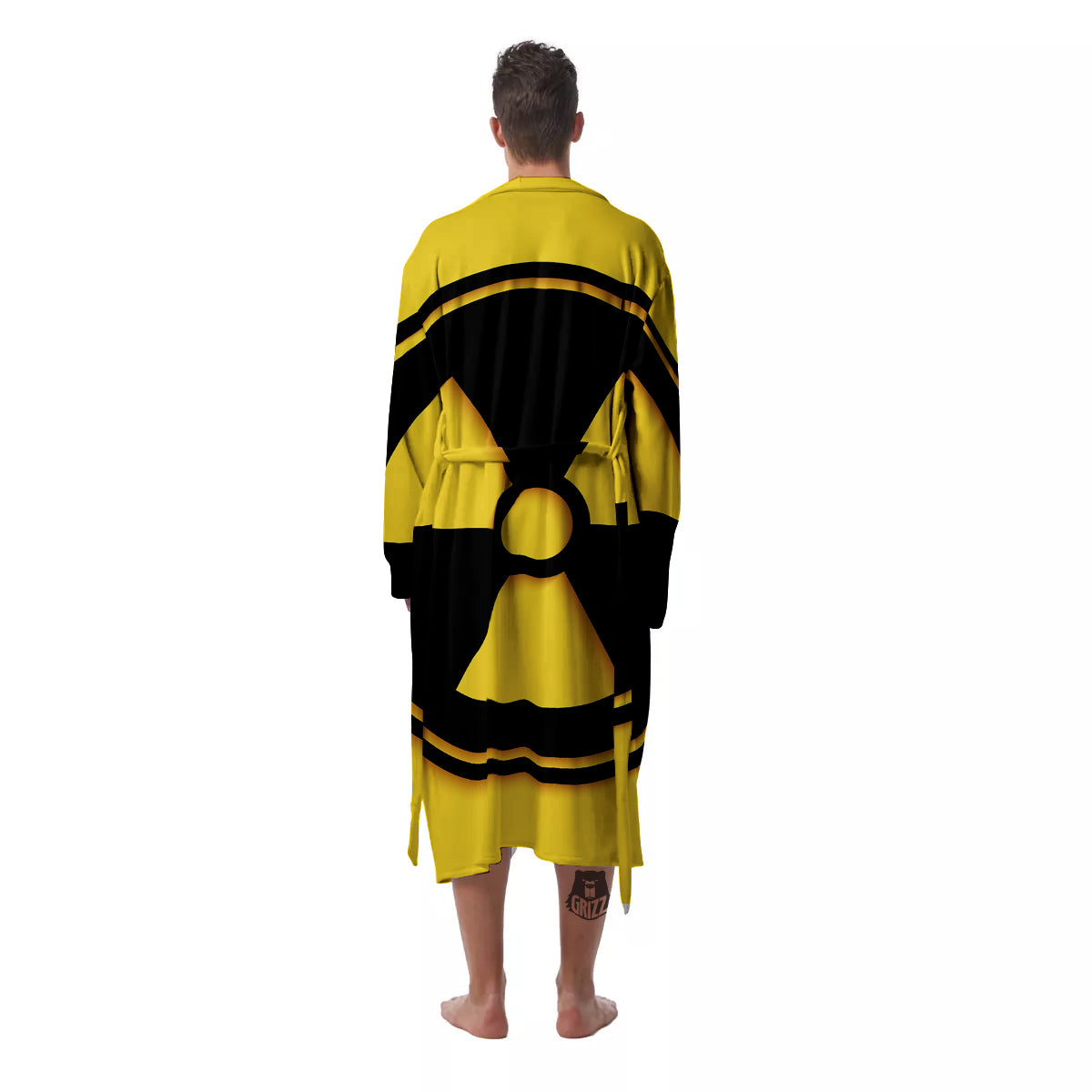 Black Radioactive On Yellow Print Men's Robe-grizzshop