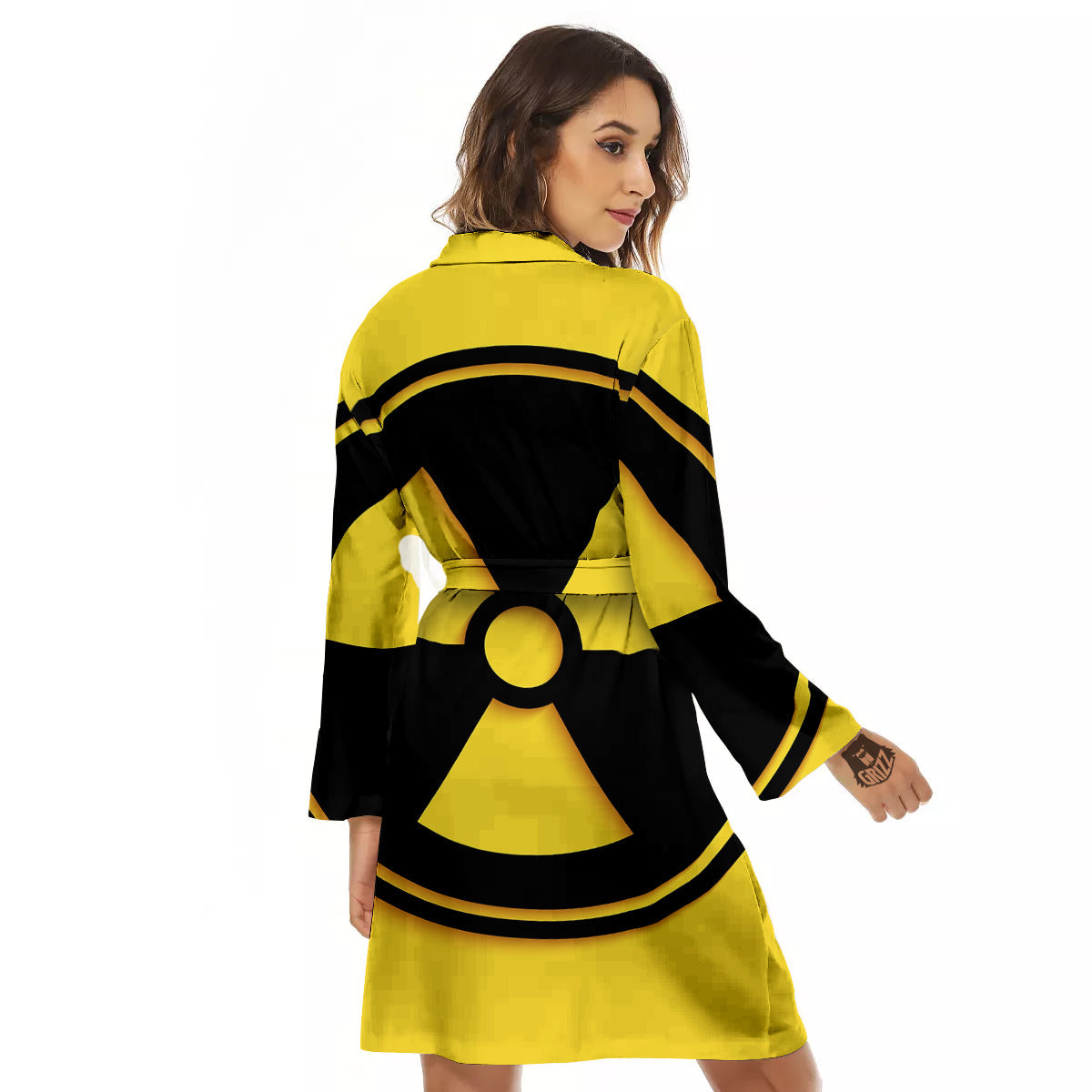 Black Radioactive On Yellow Print Women's Robe-grizzshop
