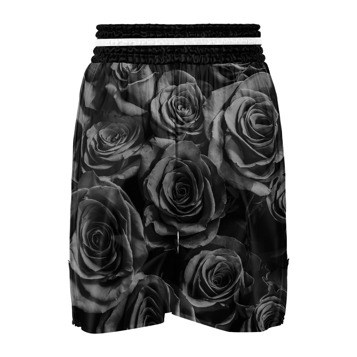 Black Rose Print Boxing Shorts-grizzshop