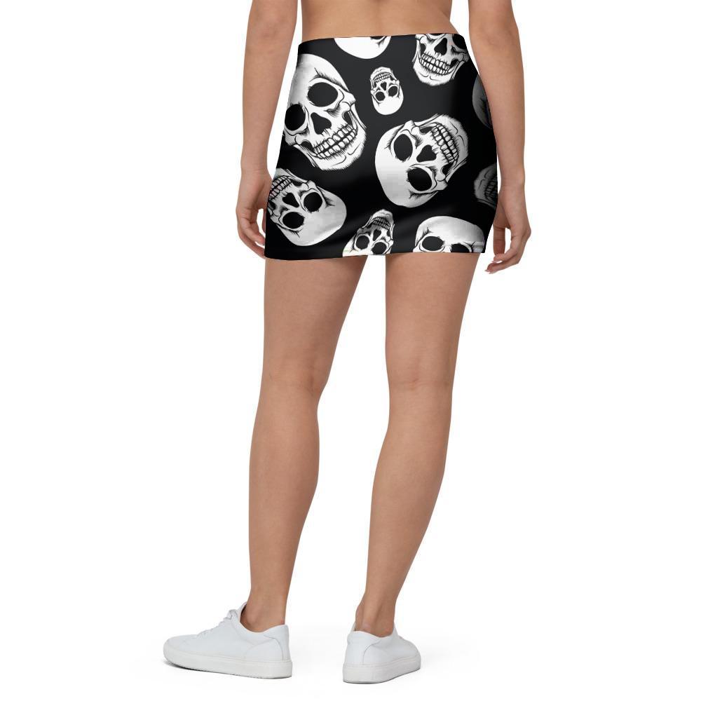Black Skull Mini Skirt-grizzshop