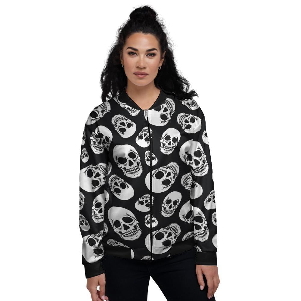 Black Skull Women's Bomber Jacket-grizzshop
