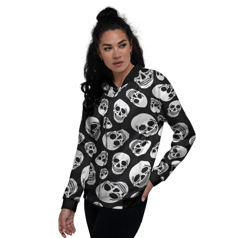 Black Skull Women's Bomber Jacket-grizzshop