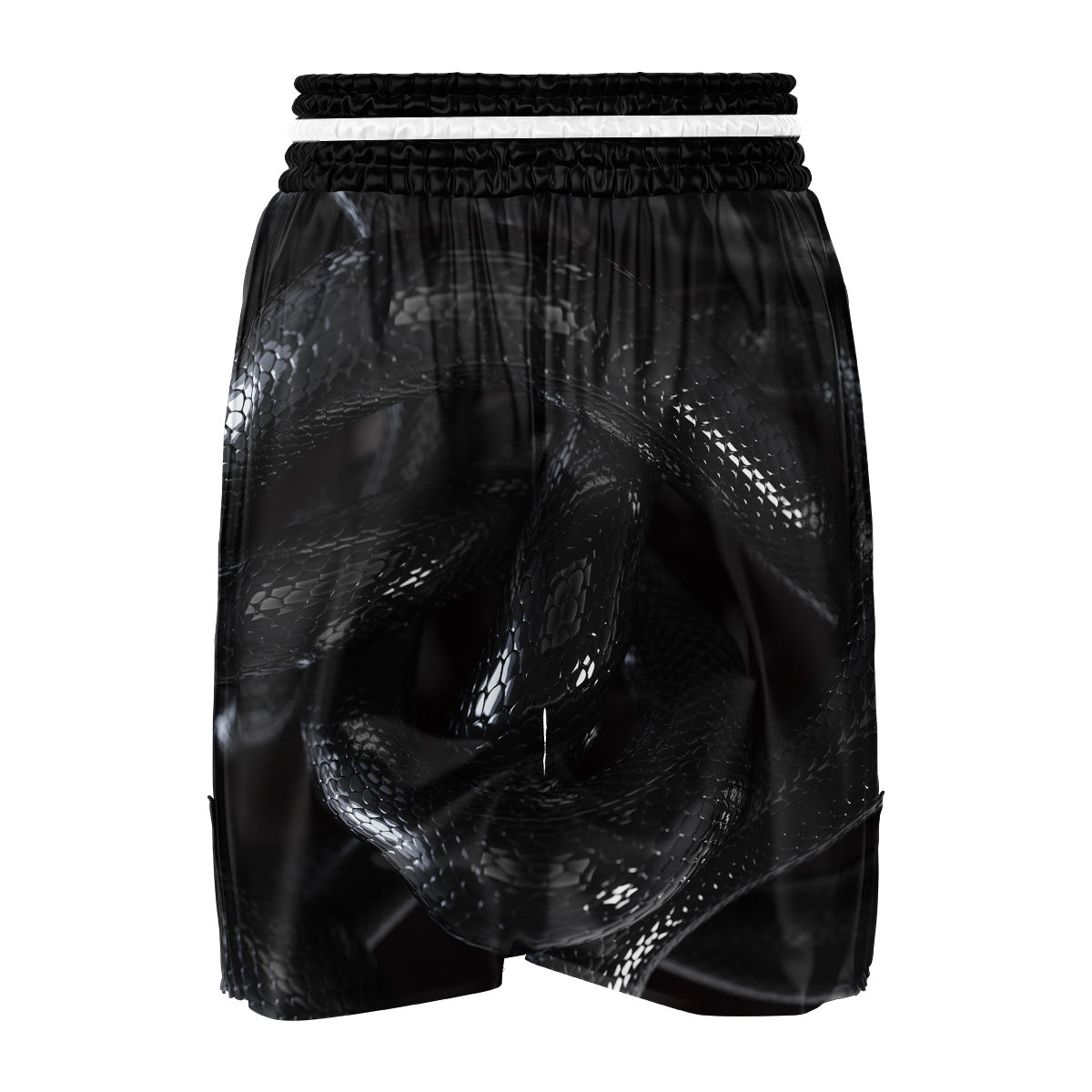 Black Snake Print Boxing Shorts-grizzshop