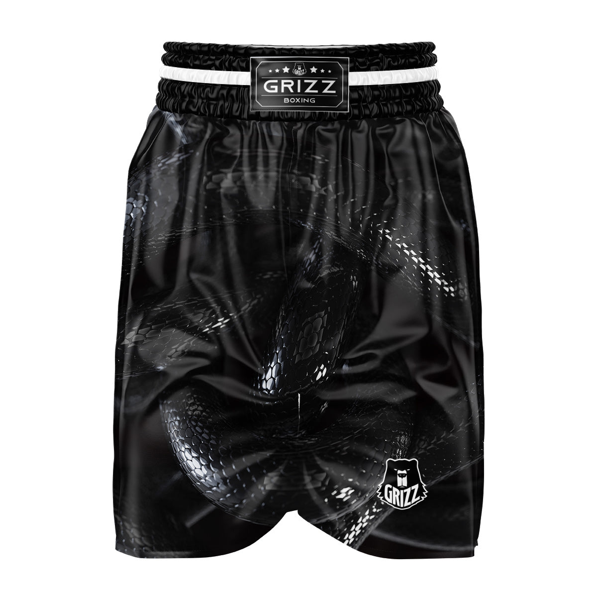 Black Snake Print Boxing Shorts-grizzshop