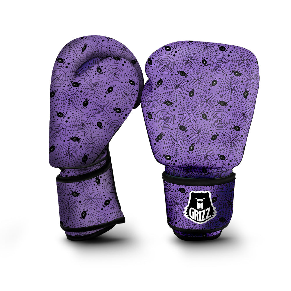 Black Spider And Purple Print Pattern Boxing Gloves-grizzshop