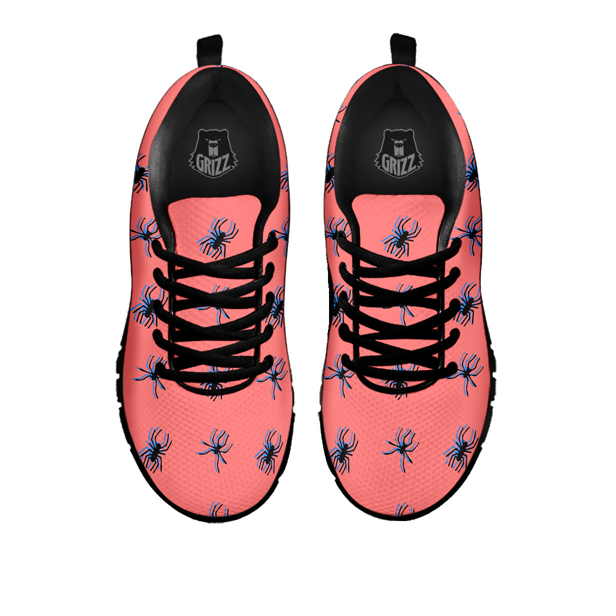 Black Spider Pink Print Pattern Black Sneaker-grizzshop