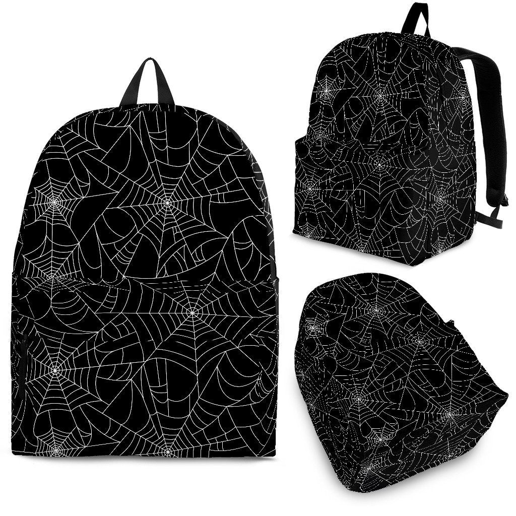 Black Spider Web Pattern Print Premium Backpack-grizzshop
