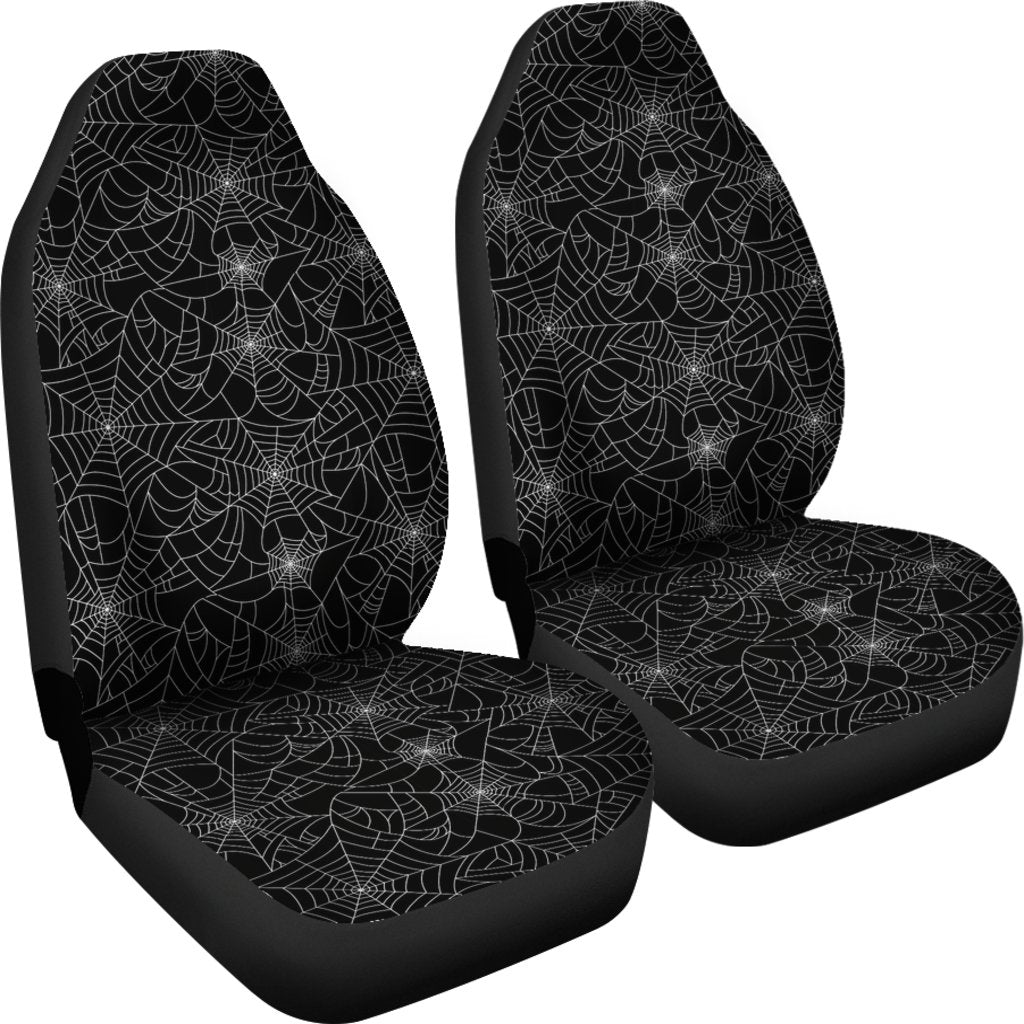 Black Spider Web Pattern Print Universal Fit Car Seat Cover-grizzshop
