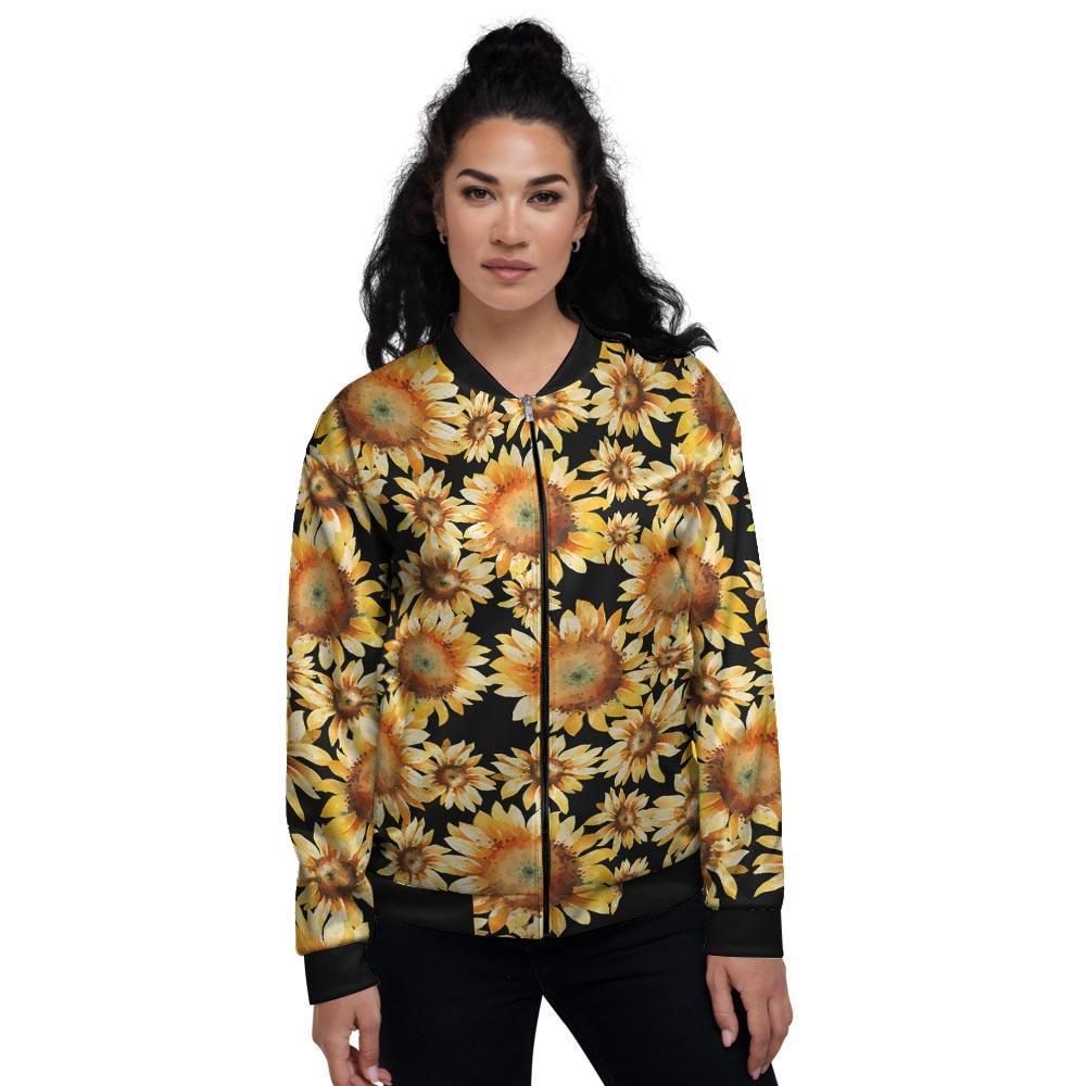 Black Sunflower Women's Bomber Jacket-grizzshop