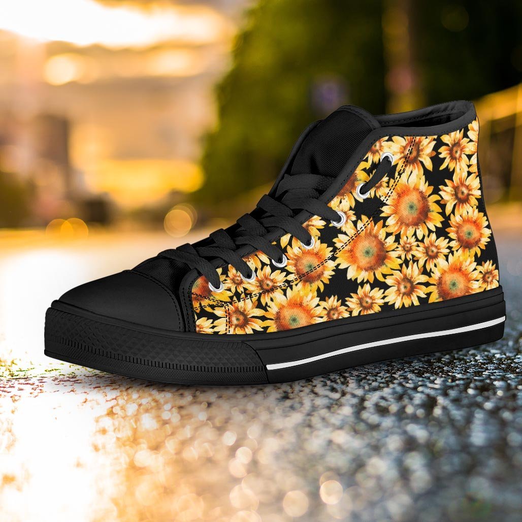 Black Sunflower Women's High Top Shoes-grizzshop