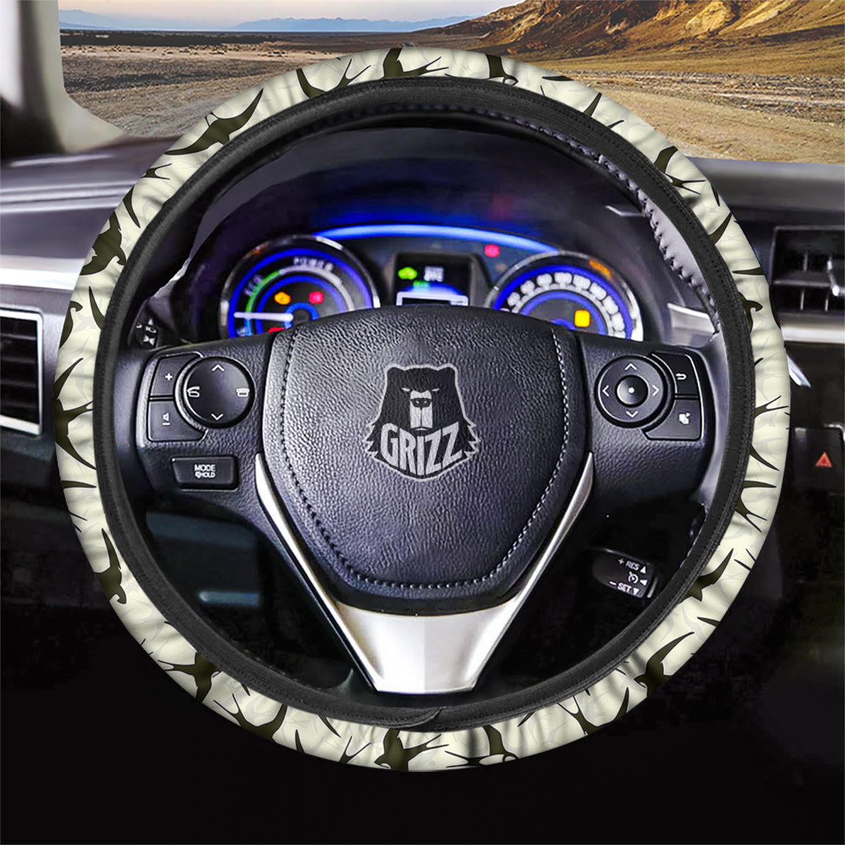 Black Swallow Vintage Print Pattern Car Steering Wheel Cover-grizzshop