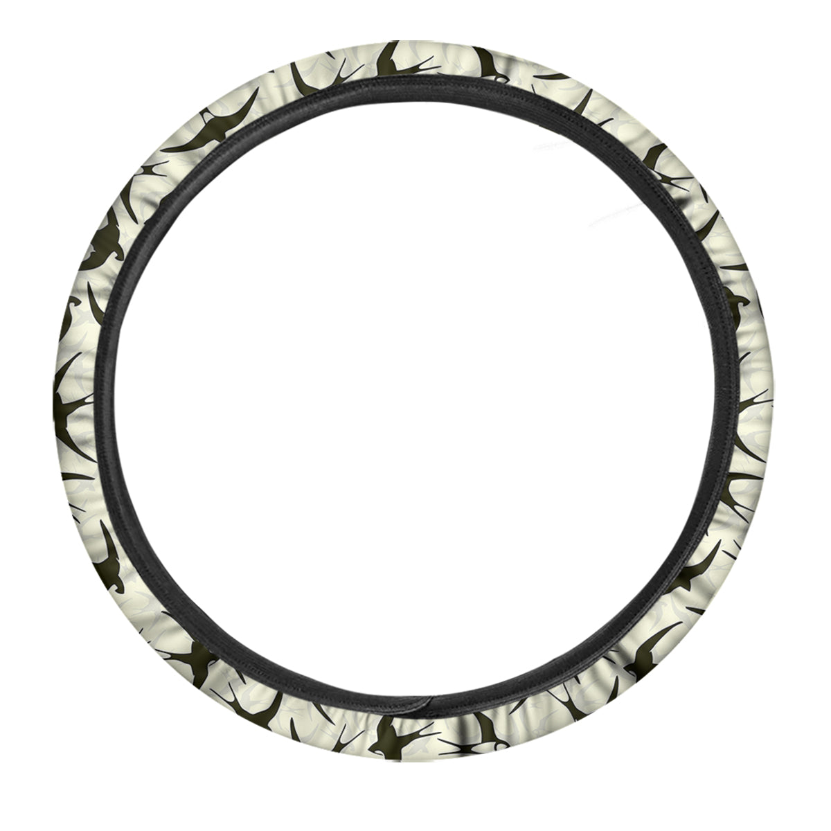 Black Swallow Vintage Print Pattern Car Steering Wheel Cover-grizzshop