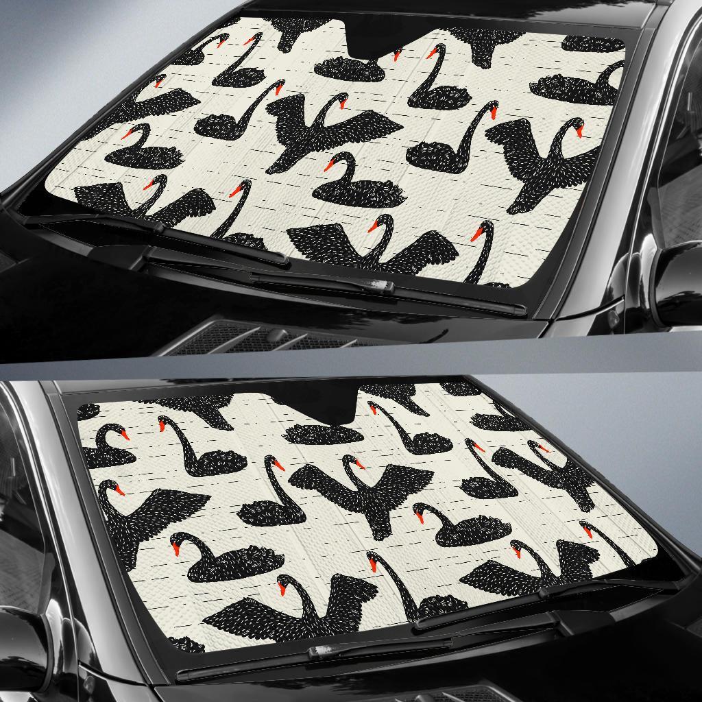 Black Swan Pattern Print Car Sun Shade-grizzshop