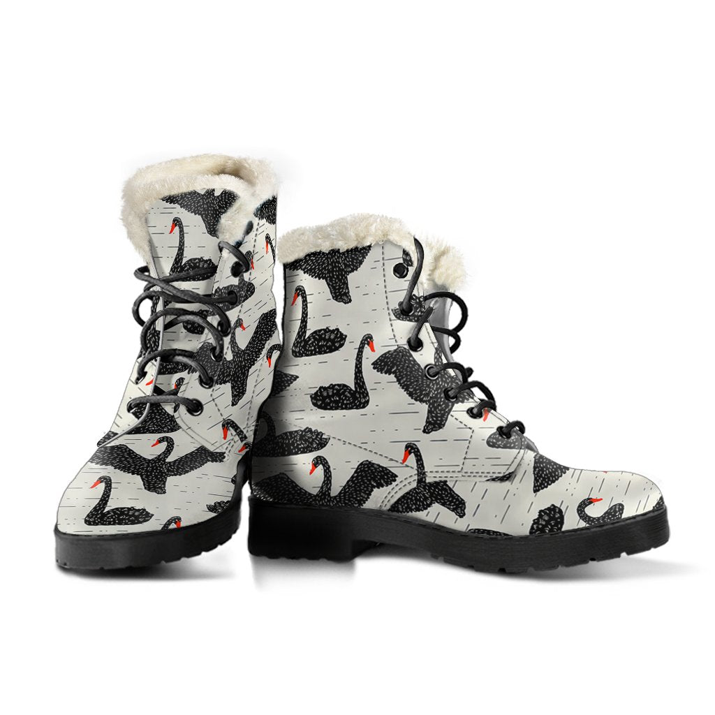 Black Swan Pattern Print Comfy Winter Boots-grizzshop