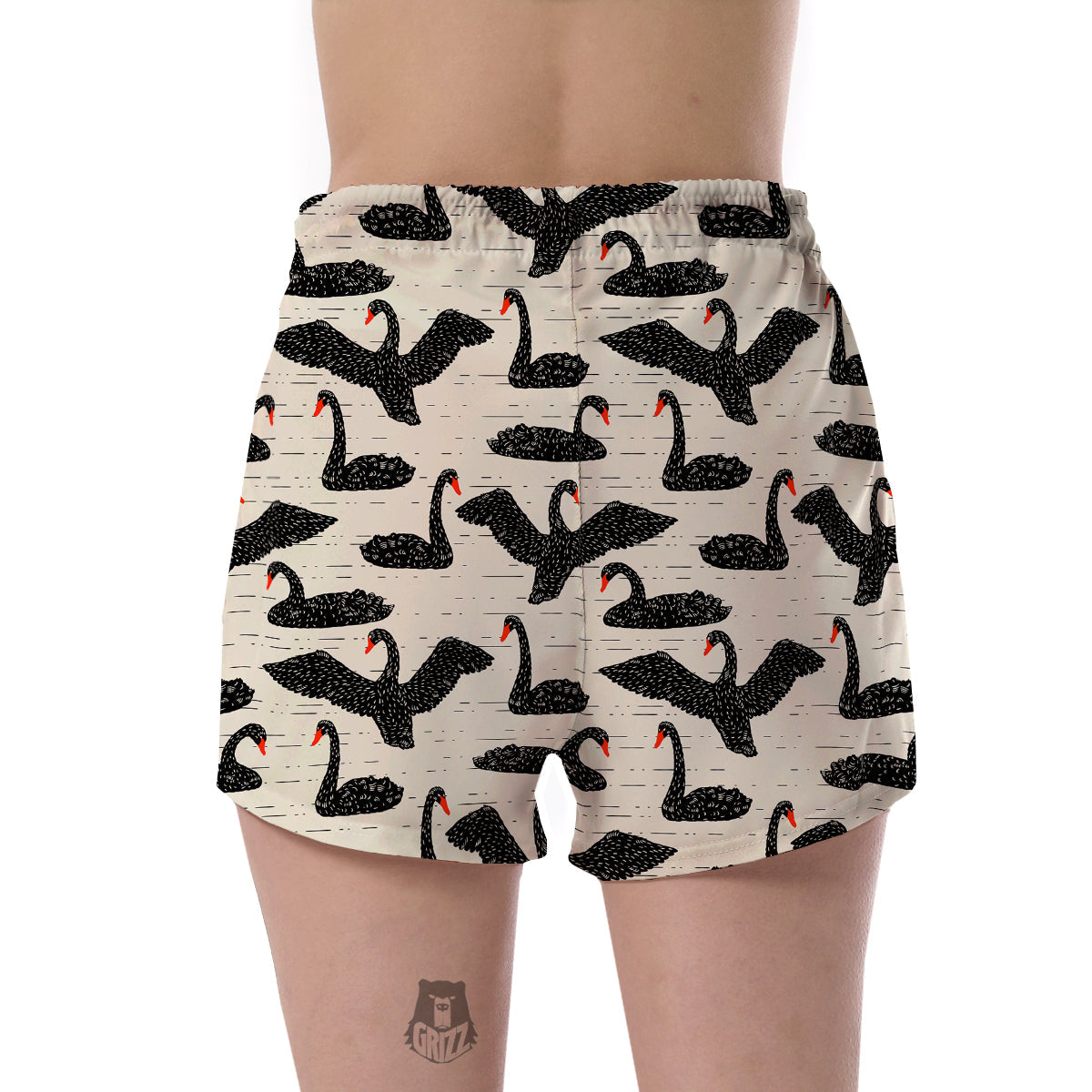 Black Swan Pattern Print Women's Shorts-grizzshop