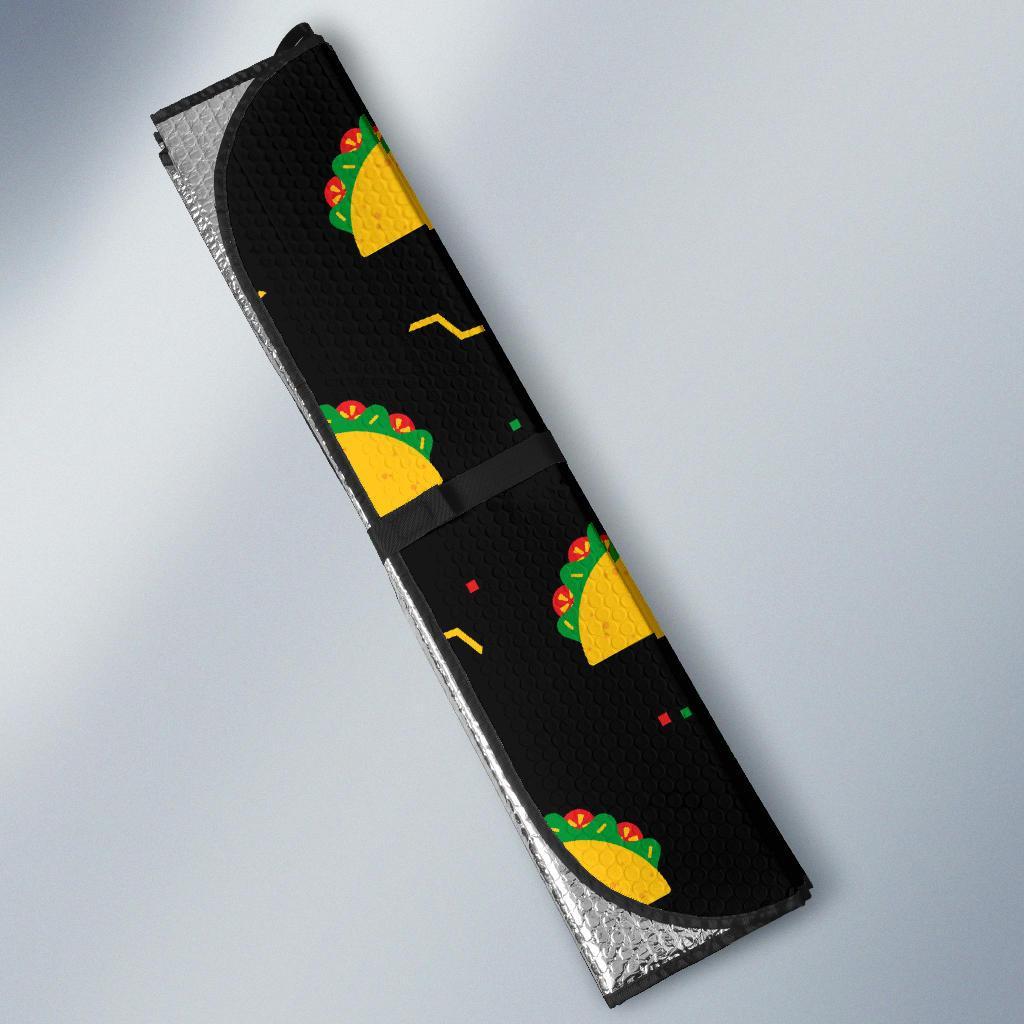 Black Taco Pattern Print Car Sun Shade-grizzshop