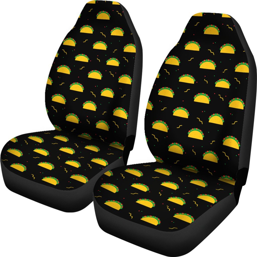 Black Taco Pattern Print Universal Fit Car Seat Cover-grizzshop