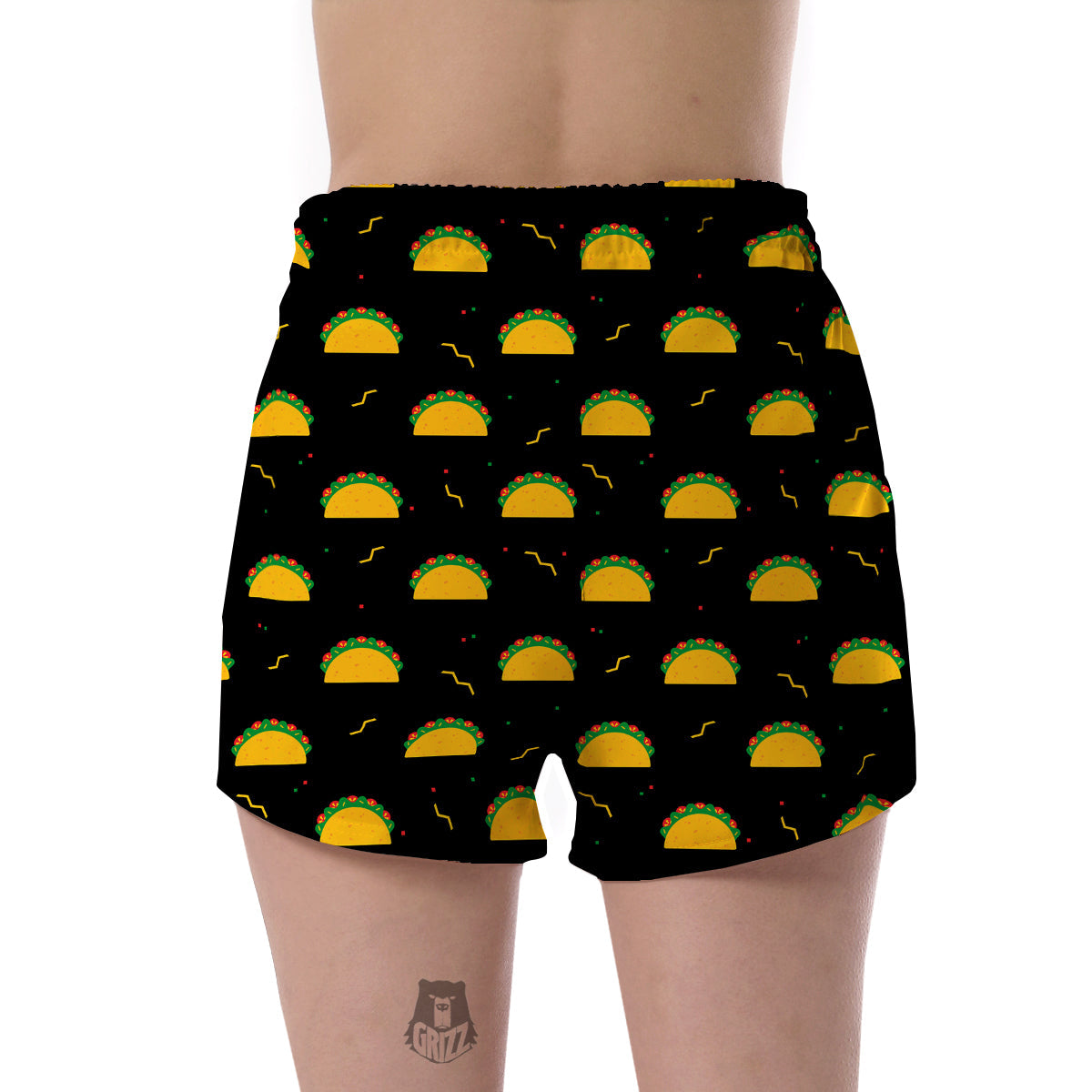 Black Taco Pattern Print Women's Shorts-grizzshop