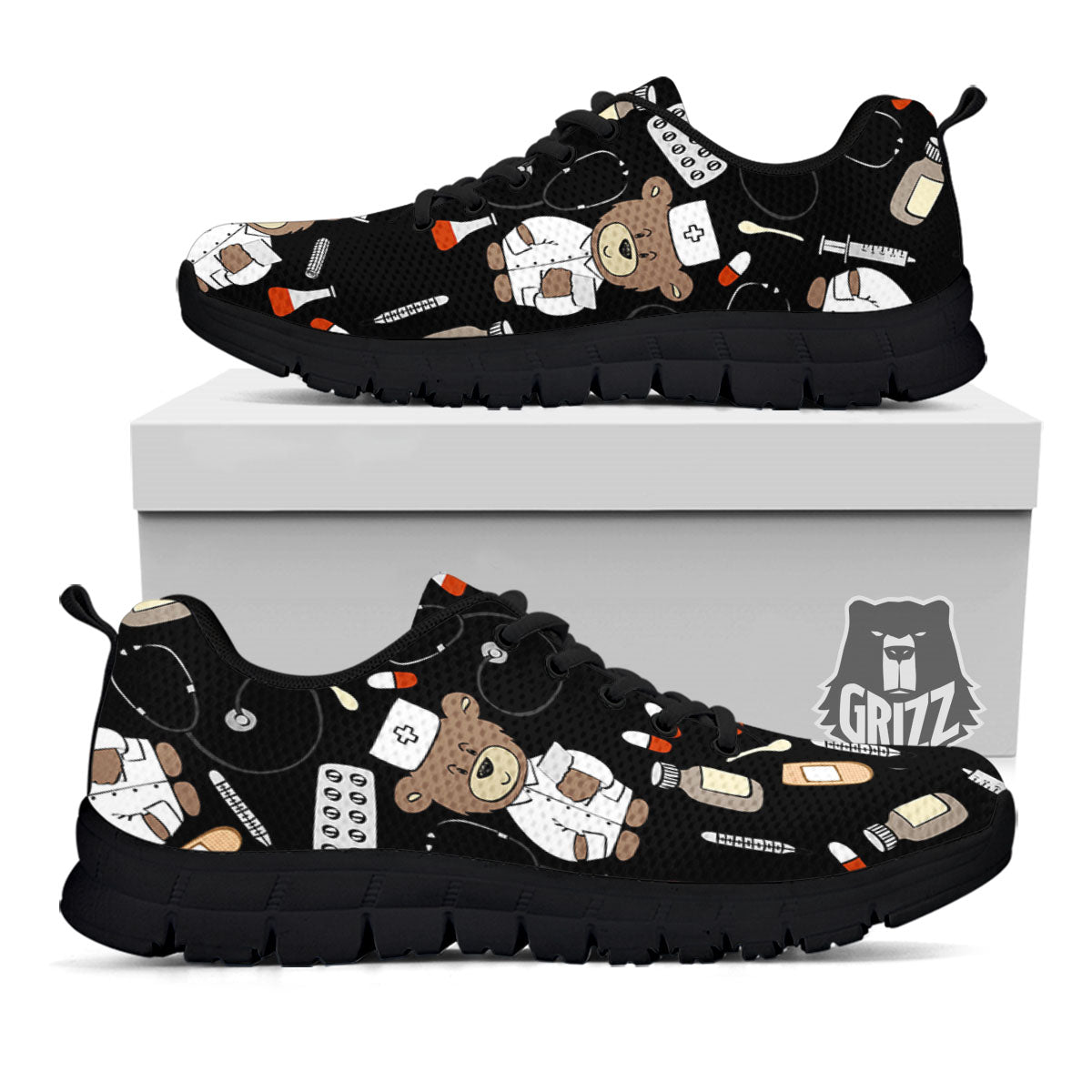 Black Teddy Bear Nurse - Sneakers-grizzshop