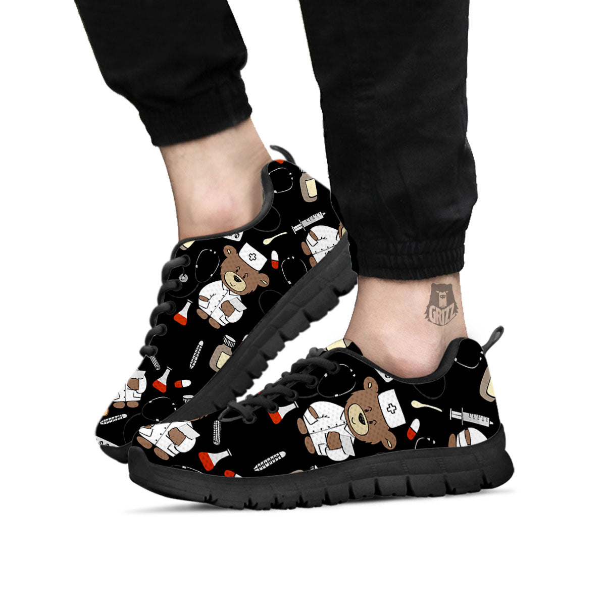 Black Teddy Bear Nurse - Sneakers-grizzshop