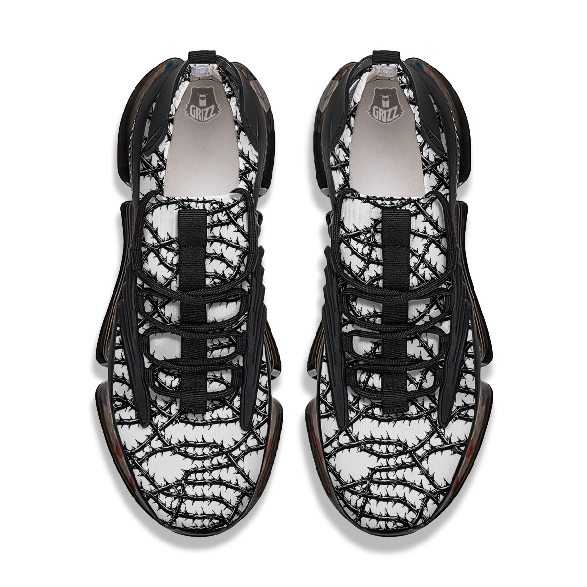 Black Thorn Horror Style Print Pattern Black Gym Shoes-grizzshop
