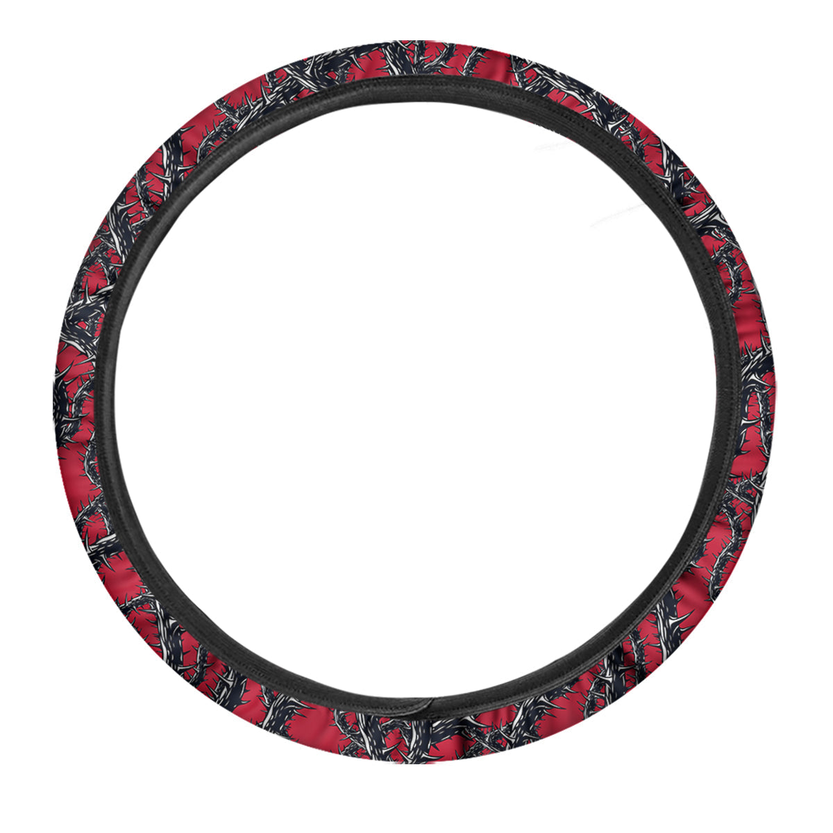 Black Thorns Horror Print Pattern Car Steering Wheel Cover-grizzshop