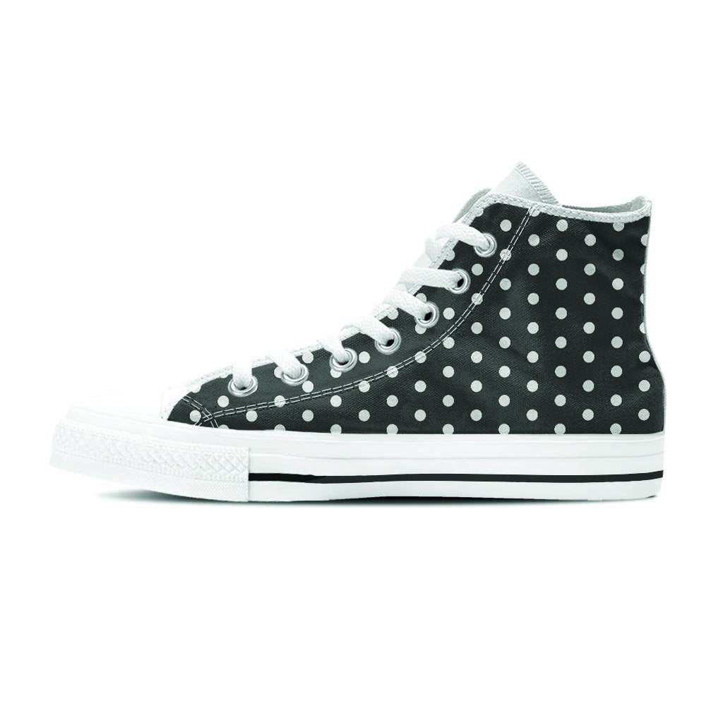 Black Tiny Polka Dot Women's High Top Shoes-grizzshop