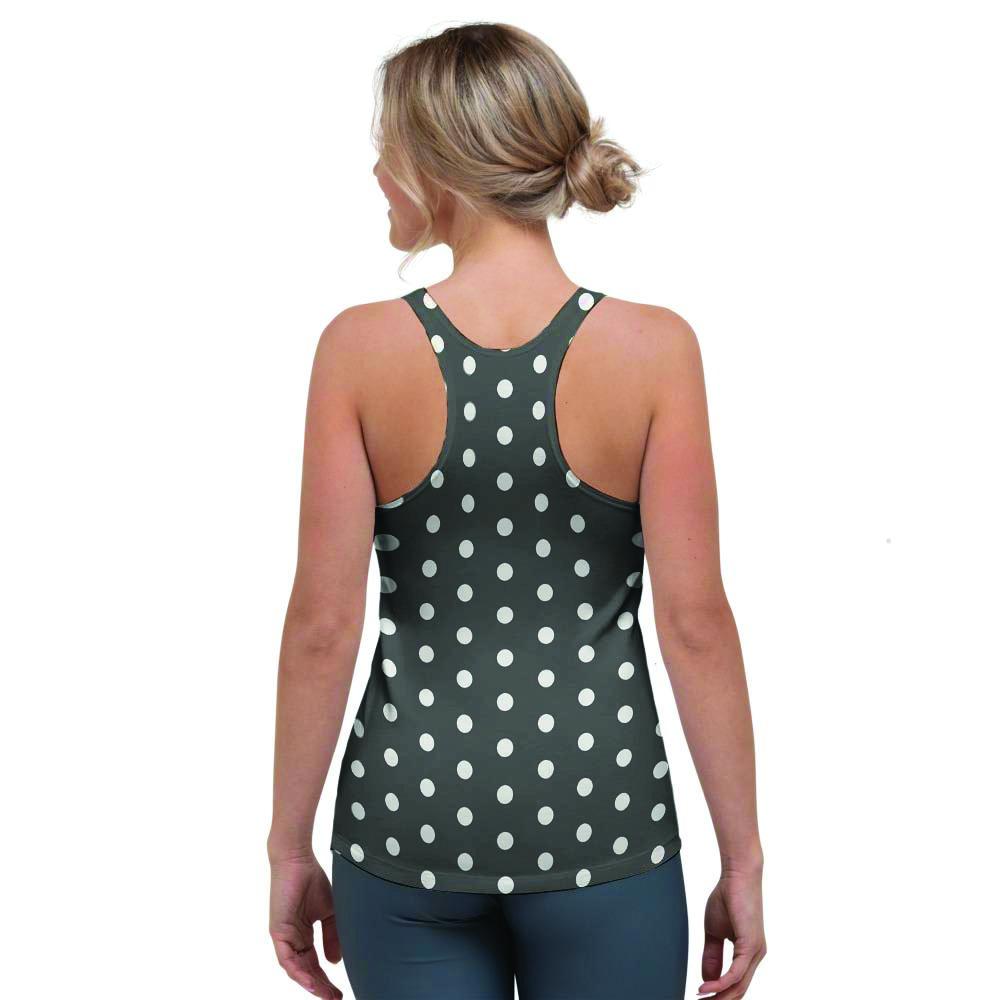 Black Tiny Polka Dot Women's Racerback Tank Top-grizzshop