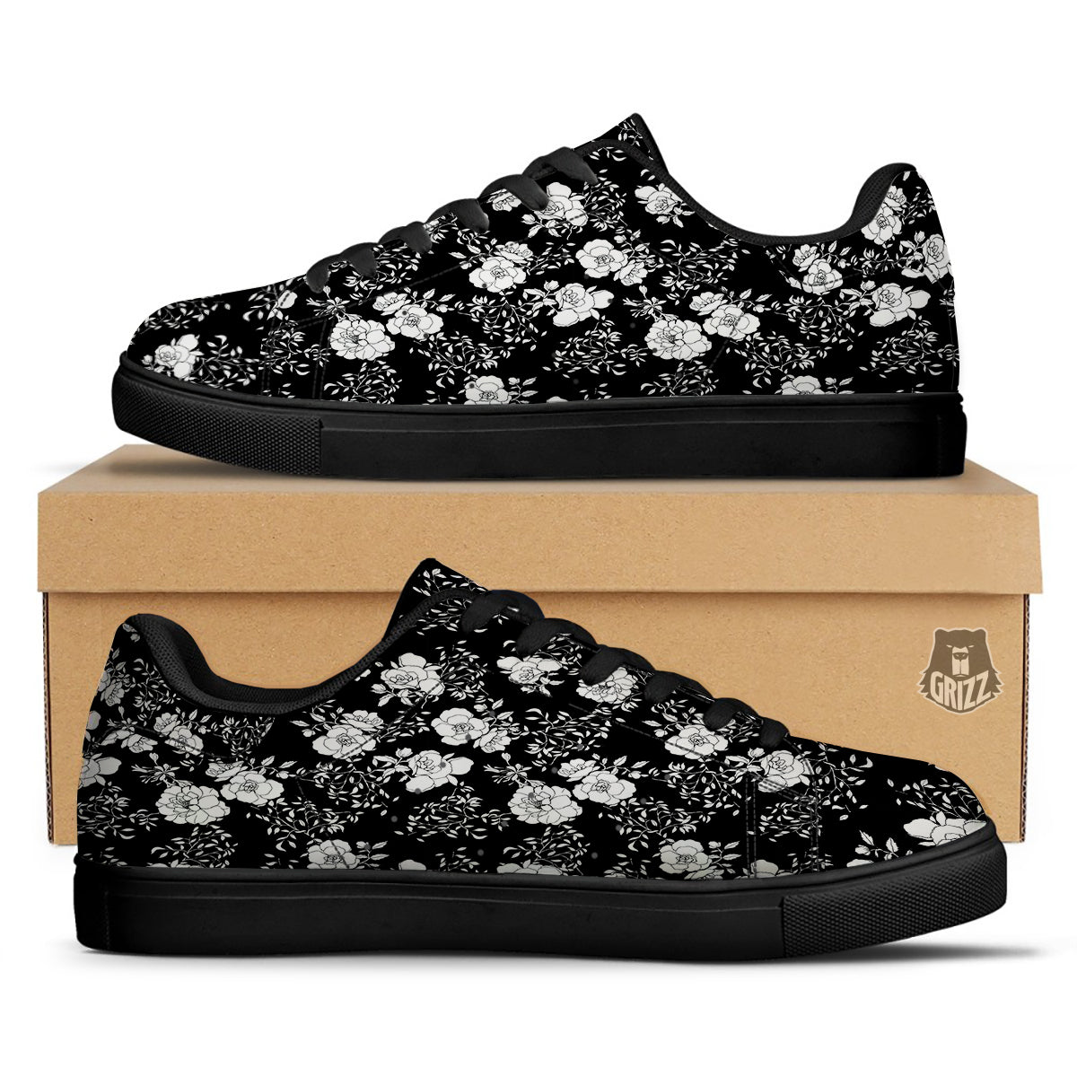 Floral Raccoon Pattern Print Men Women's High Top Shoes main image 0