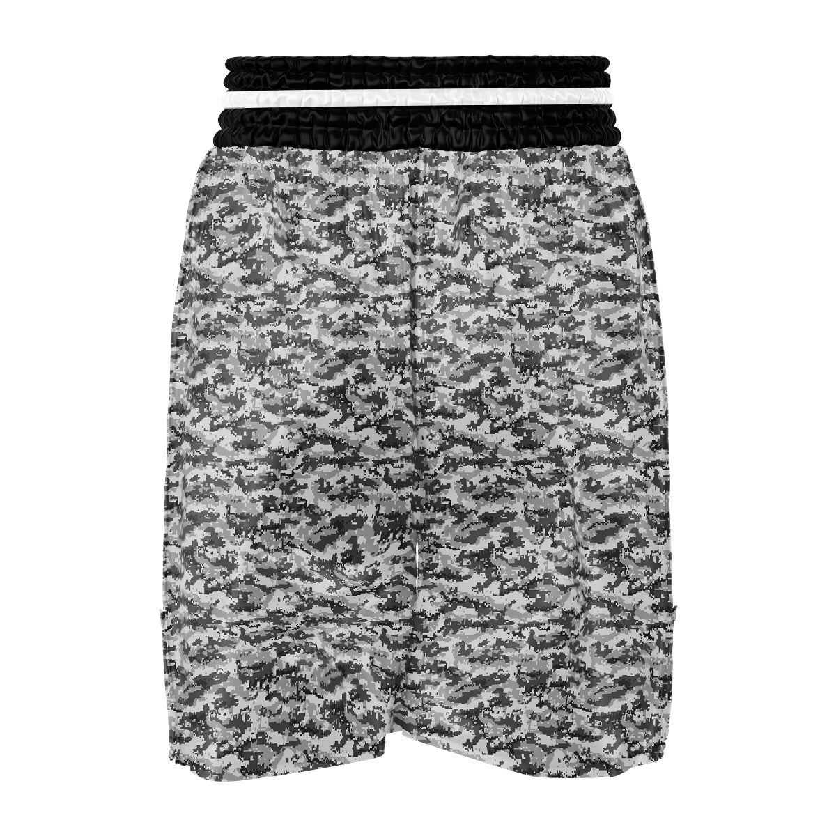 Black White And Grey Digital Camo Print Boxing Shorts-grizzshop